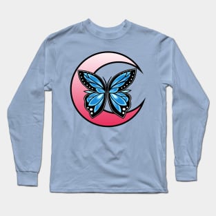 Moonlight Blue Butterfly Long Sleeve T-Shirt